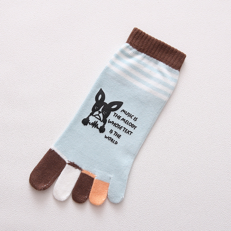 Toe Socks Female Summer Thin Section Cotton Socks Short Tube Socks Cartoon Korean Breathable Toe Socks